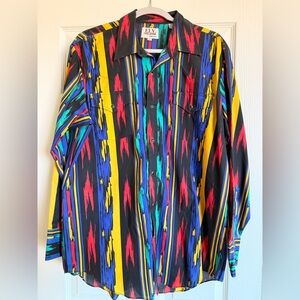 Vintage Ely Cattleman Multicolor Western Men’s Shirt Black Pearl Buttons Size M